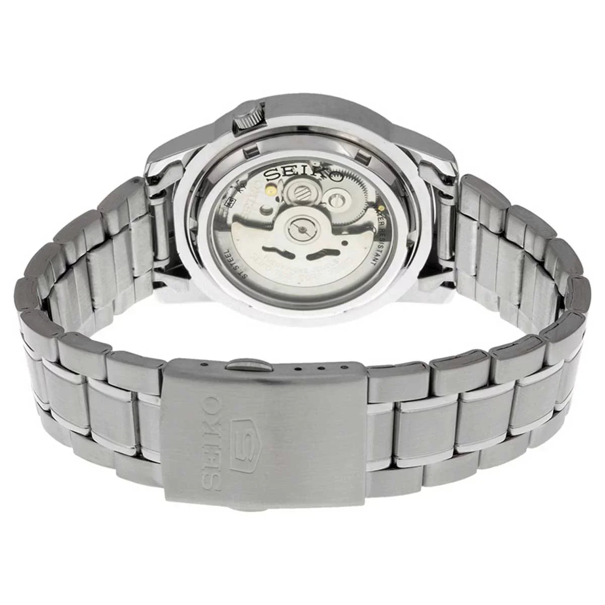 Stainless Seiko White Day Automatic Date 30M Men's Steel SNKK25 Dial Watch
