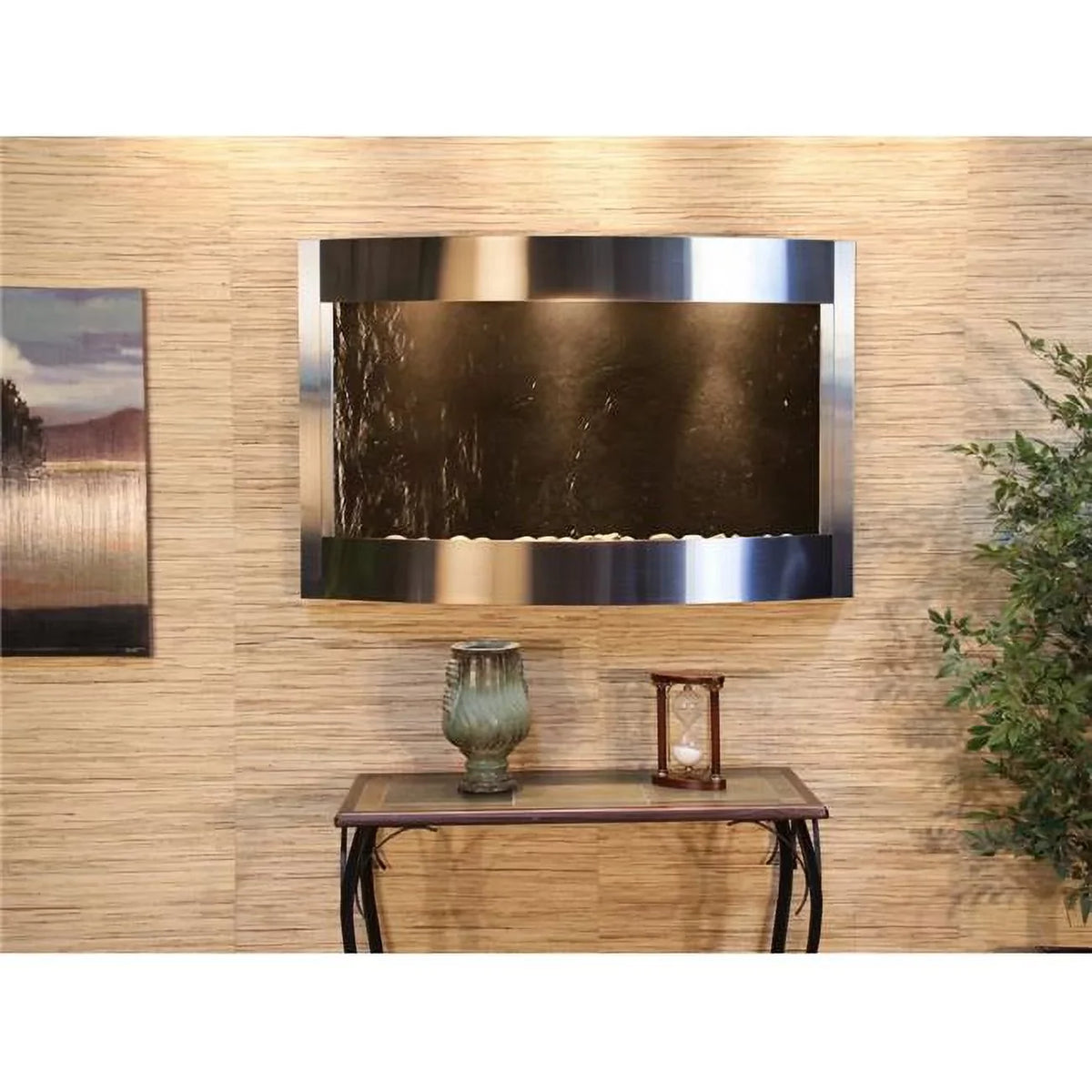 Stainless Wall Waters Featherstone Calming Fountain Steel Adagio Black CWA2011