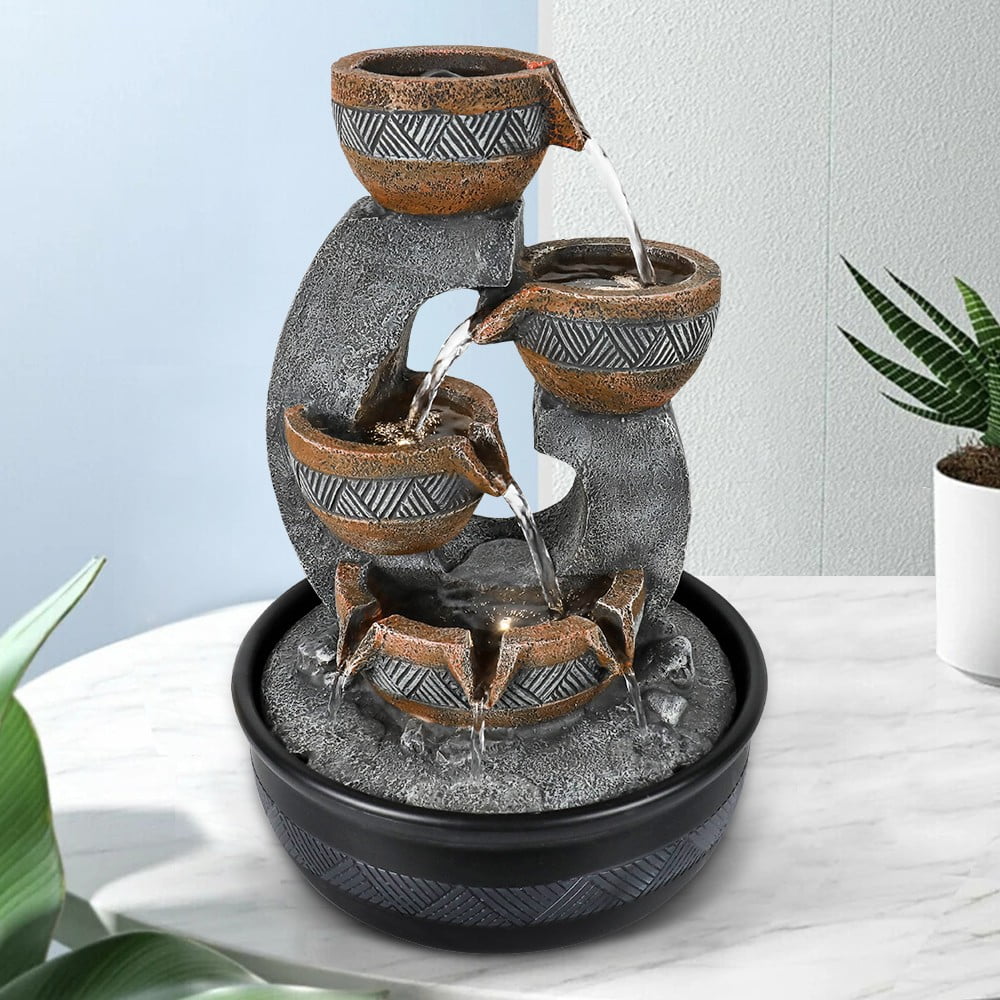 Fountain Office 3-tier Willwolfer Tabletop Water Fengshui Waterfall Desk Decor Zen Indoor
