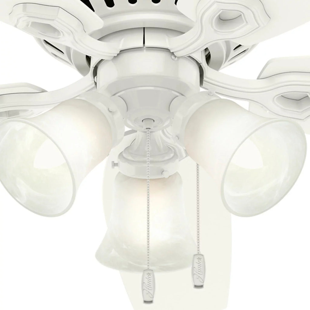 Chain, Snow 52" Profile White Pull w/ Fan Builder Fan Ceiling Low Hunter Company