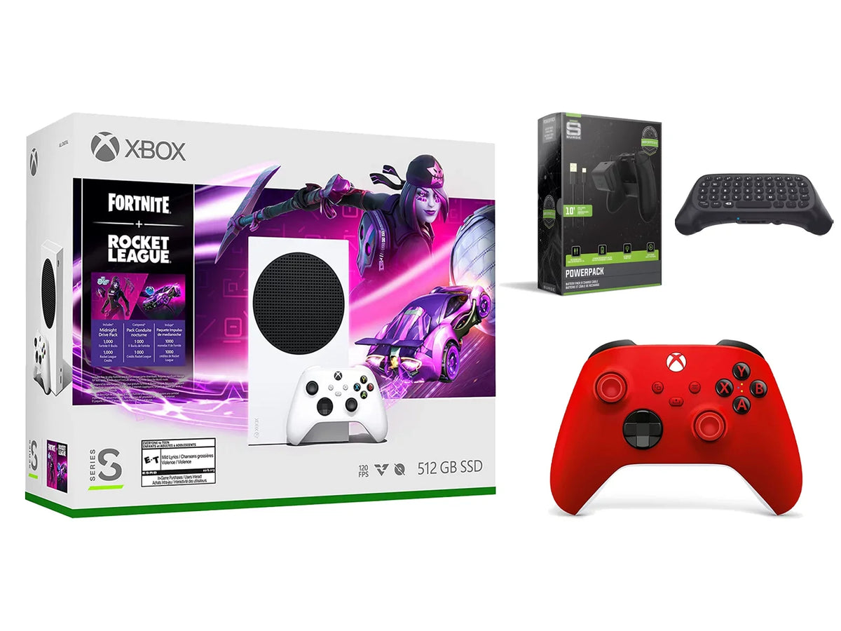 S League Microsoft Fortnite and Wireless Controller Red Charge Xbox with Console Extra Pulse Keypad Rocket Cable/Battery Controller, Series