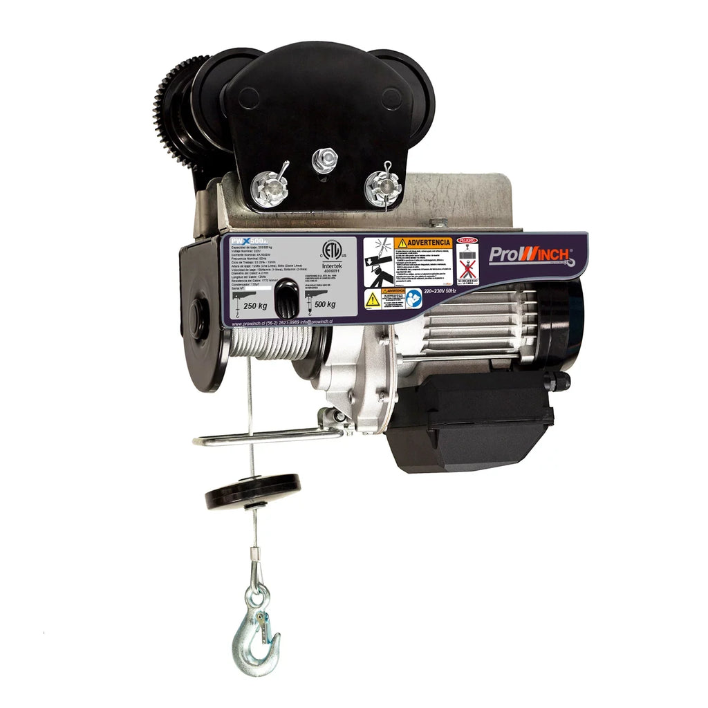 50/60HZ 1100 Emergency w/ Hoist Stop 220~240V Rope lbs. 550 lbs. w/trolley Wireless / Prowinch Electric