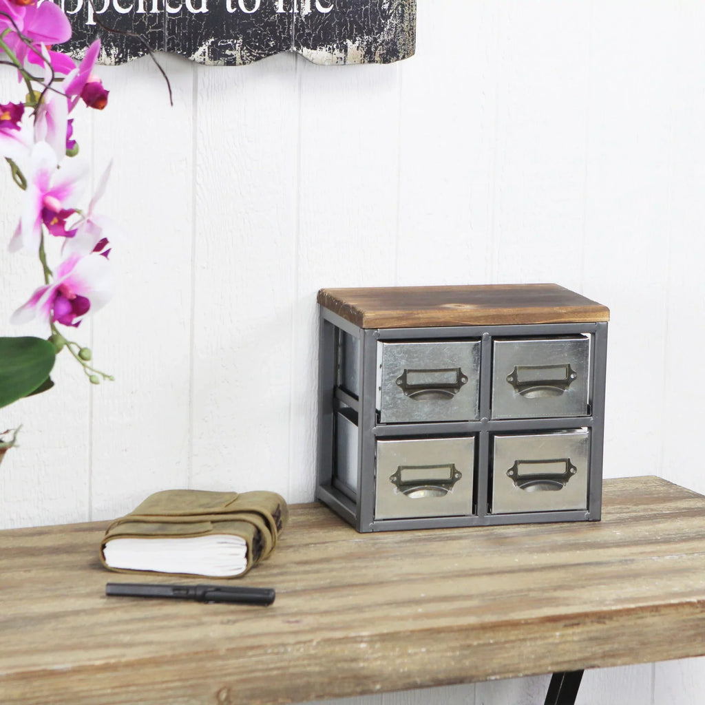 Scoop Drawer with Cheungs Frame & Top Short Galvanized 4627 Organizer Label Handle Vertical 4 - Wood Metal