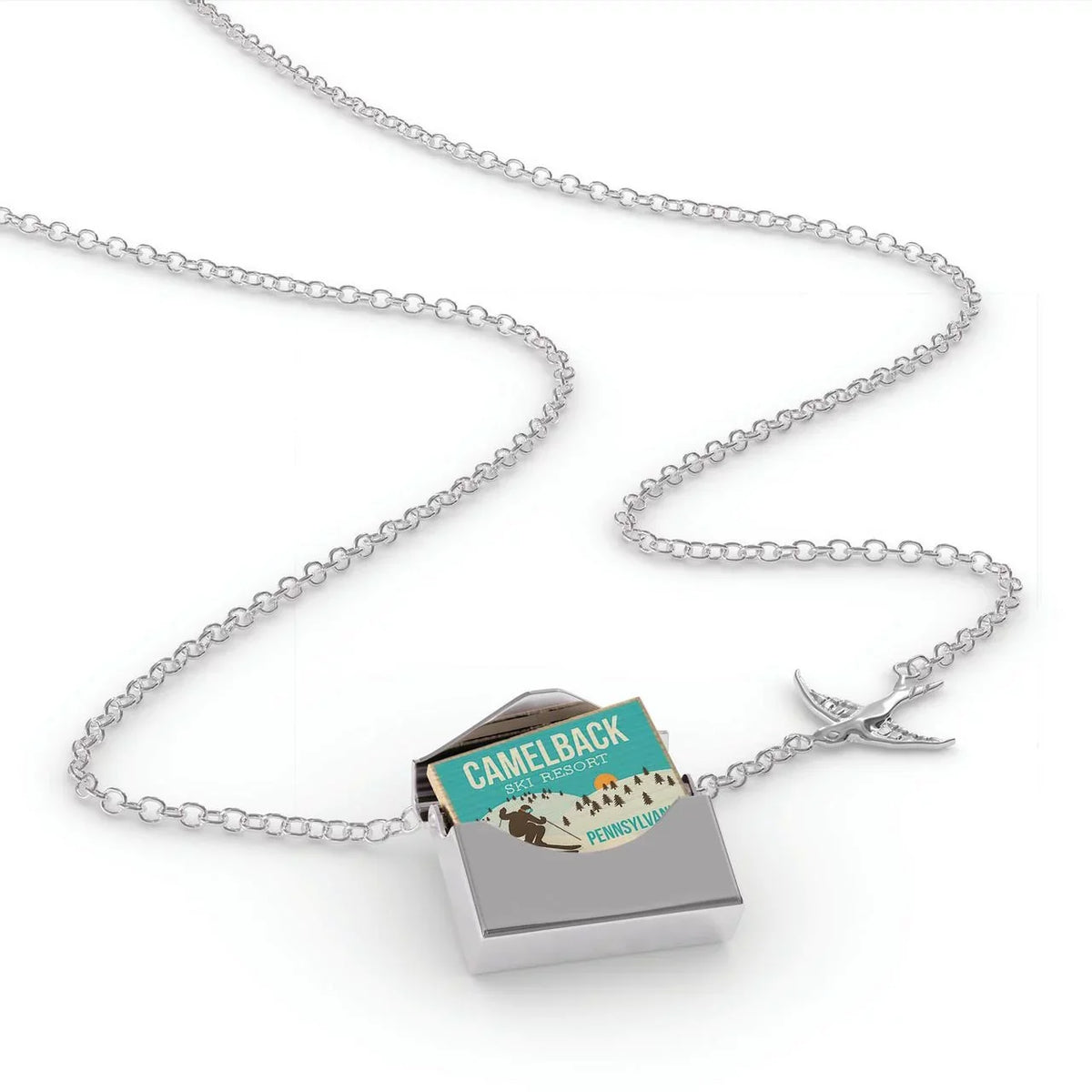 Pennsylvania Ski silver a Resort - Envelope Necklace Resort in Locket Neonblond Ski Camelback