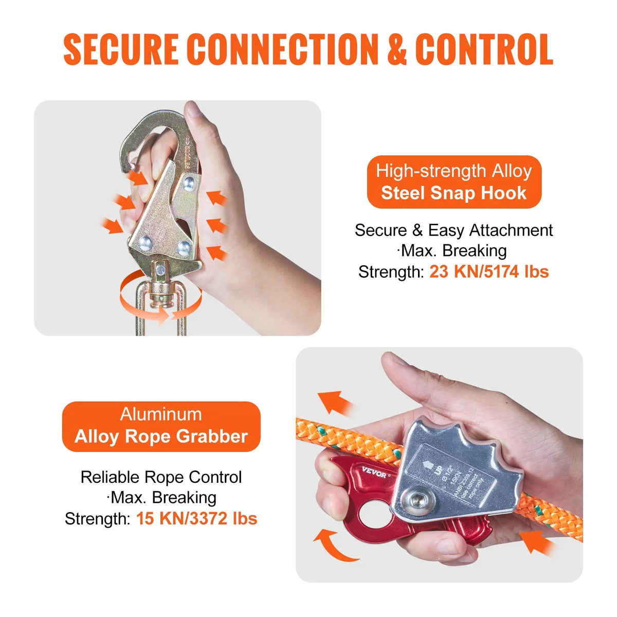 Climbers Core flipline, Carabiner 1/2" 8' Alloy Flipline, and Hook, Aluminum Climbing Snap Steel Alloy Extra Line with Arborist, Arborist Lanyard, x Tool Tree for Flip BENTISM Steel for Tree