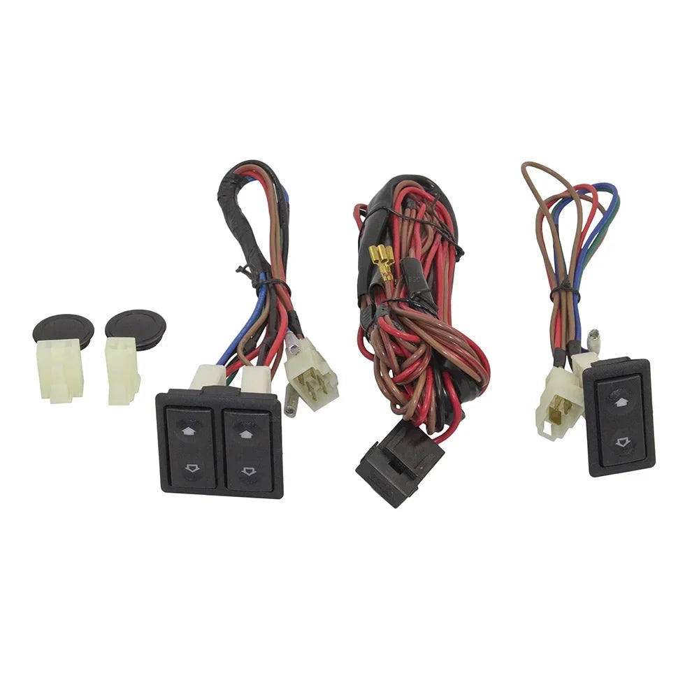 Window Rocker 2-Door Brock Compatible Van Design Switch Bezels, Universal Pickup Car Switch Power Harness Kit Replacement with & Truck with SUV Wiring