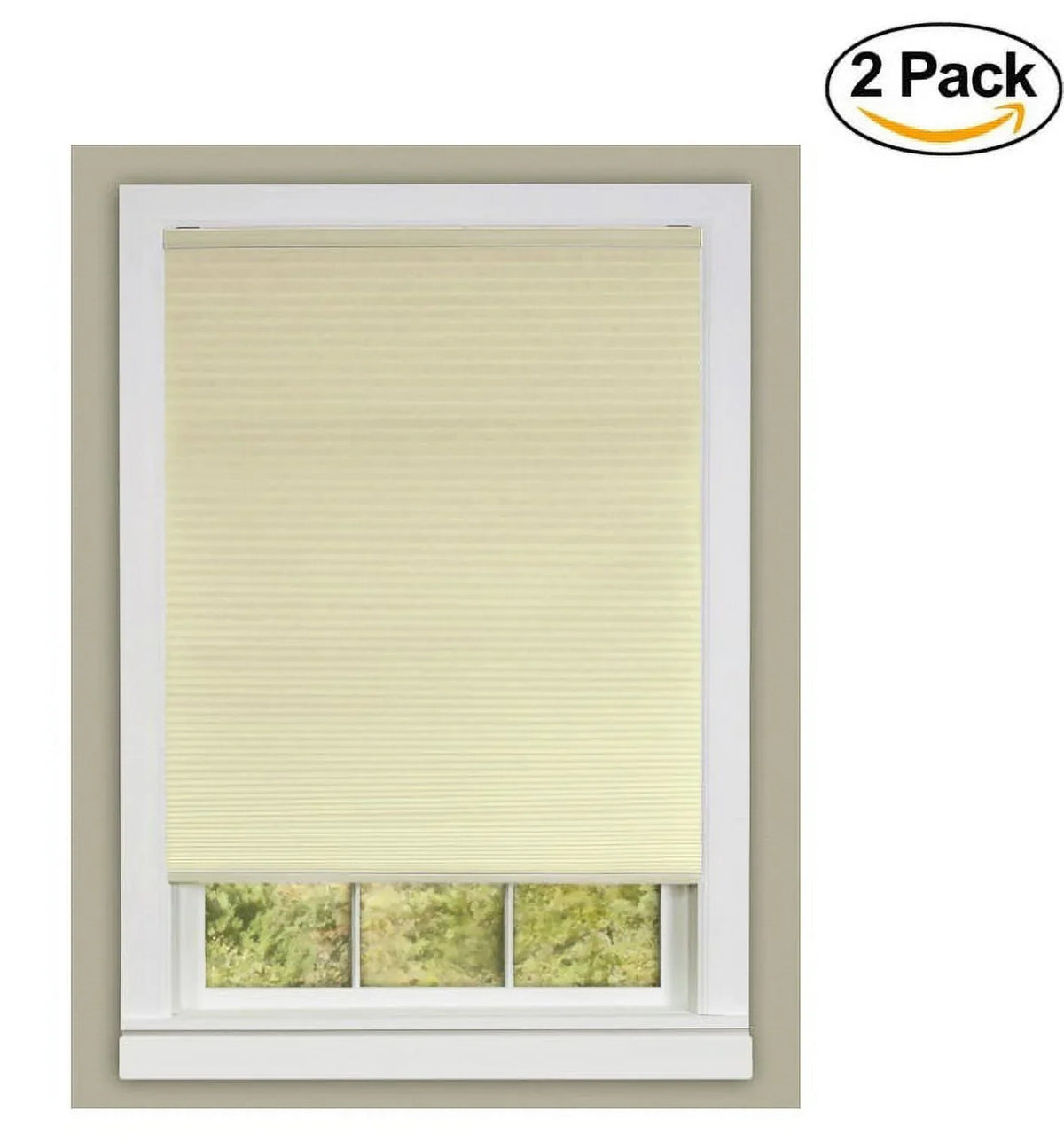 (Set Honeycomb Cordless Home Achim by Furnishings 31 64-Inch, 2) Shade, Alabaster of Pleated Window