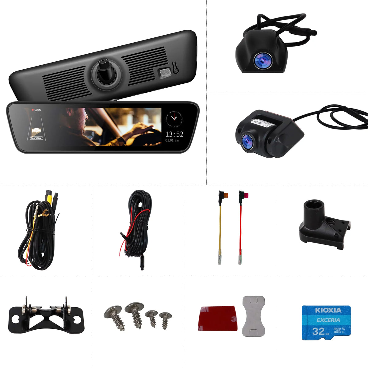 Dash Truck Rear Smart 9.35 Touchscreen Mirror Front View inch HD Rear 1080P Camera Streaming Full Dual Back View Cameras Camera Car