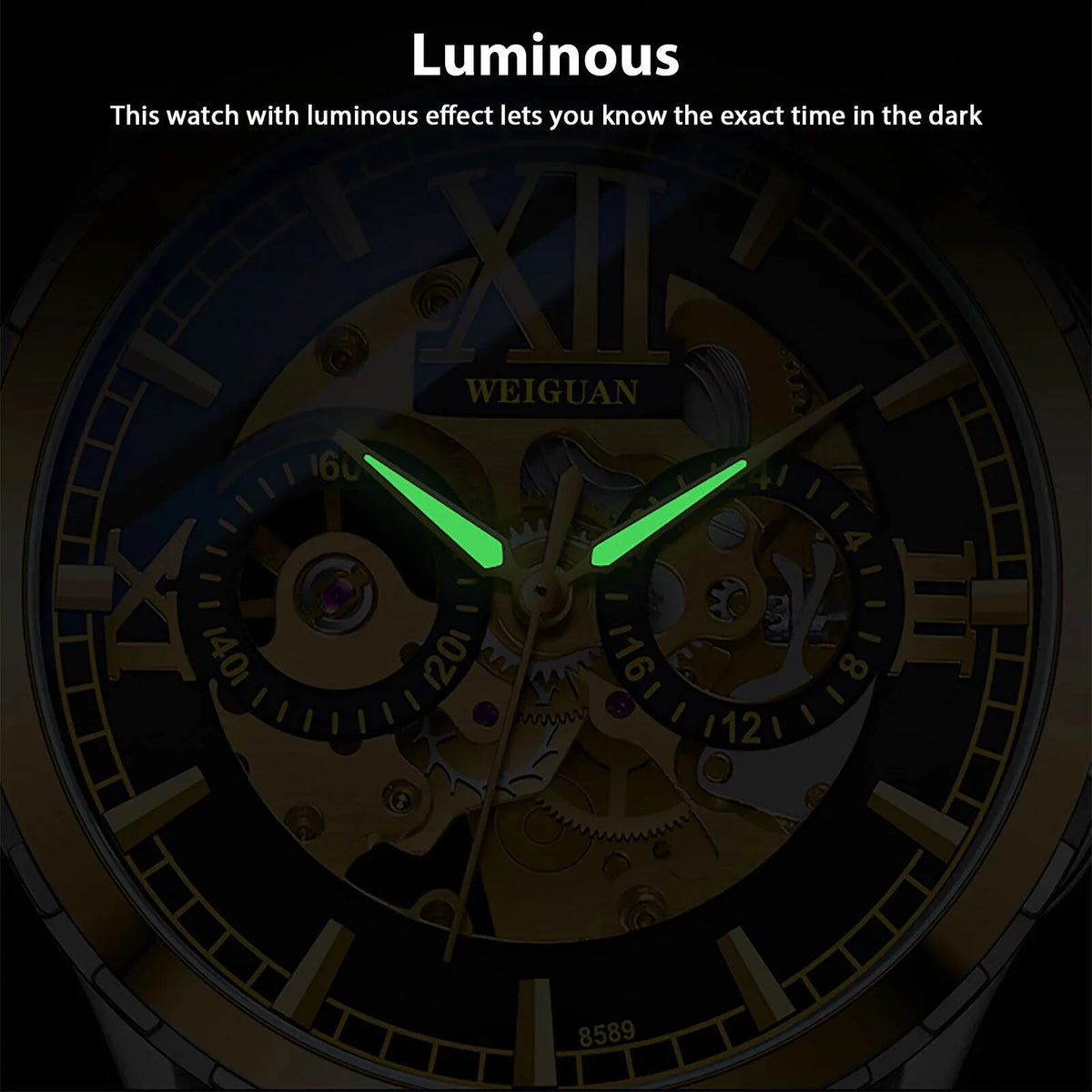Skeleton Steel Hollow Luxury Men's Stainless Watch Mechanical Business Automatic