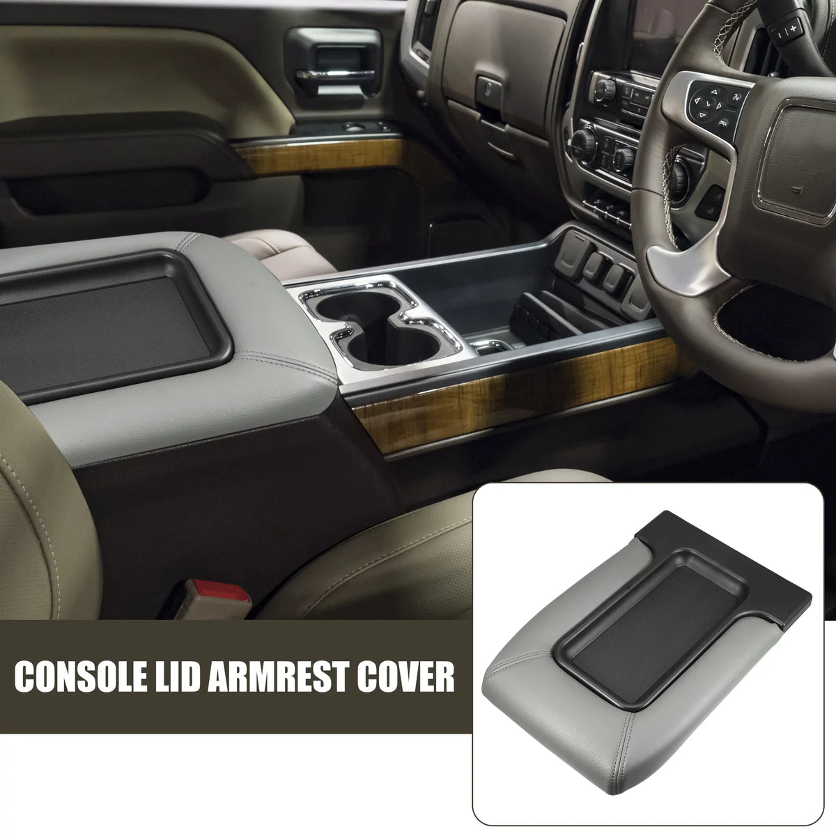 Center Escalade Lid Gray Armrest Unique Box Console for Leather Bargains Cadillac Seat 2003-2004 Protector Cover Faux
