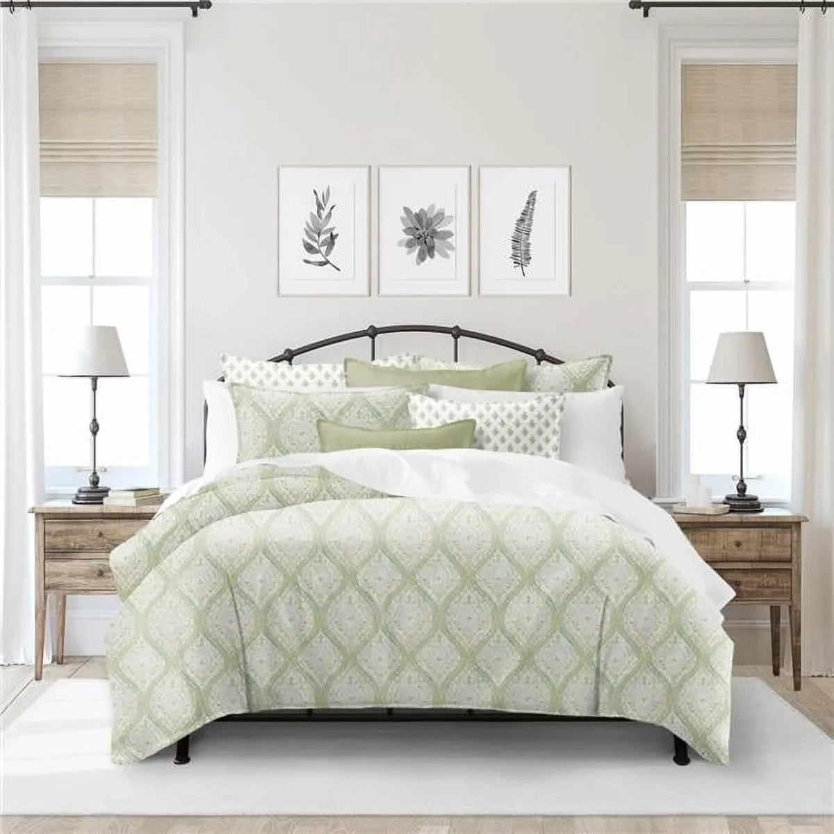 Piece Green Comforter & - 3 Shams Tea King Size Cressida California Pillow Set 2