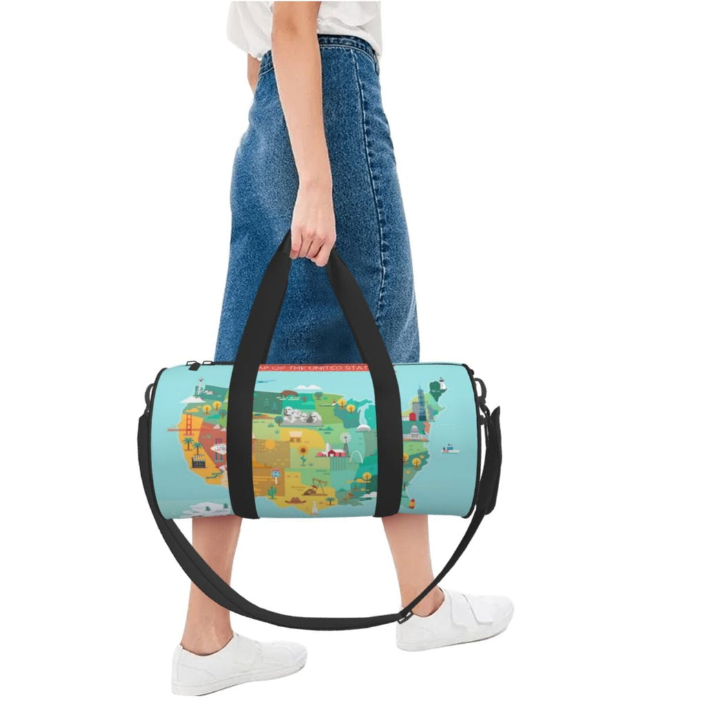 Large Bag with Sports Travel Luggage Bag USA Cylinder Pocket Map and Gym Capacity Tourist Waterproof Coaee Bag Compartment
