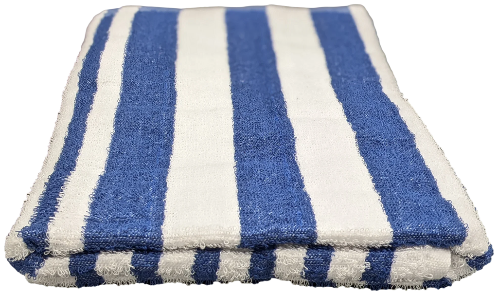 Towels 60" Cotton Striped Spa Spun Beach Blue/White x Poolside Ring Pack 100% 30" Pool 6