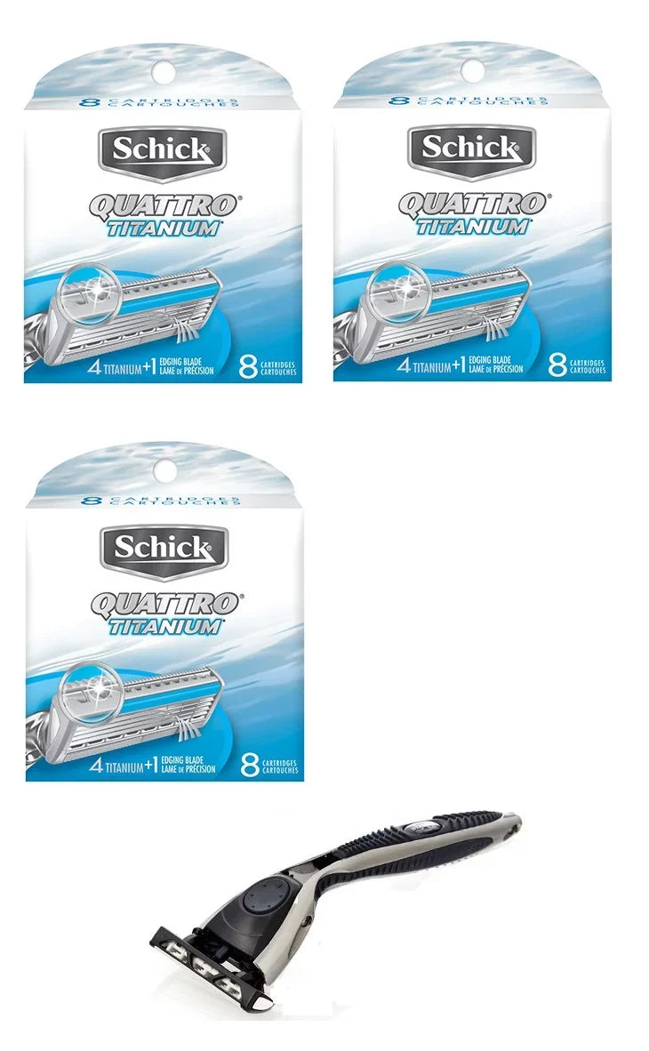 Refill, Ct Compatible + Schick (3 8 Razor Quattro Pack) Titanium