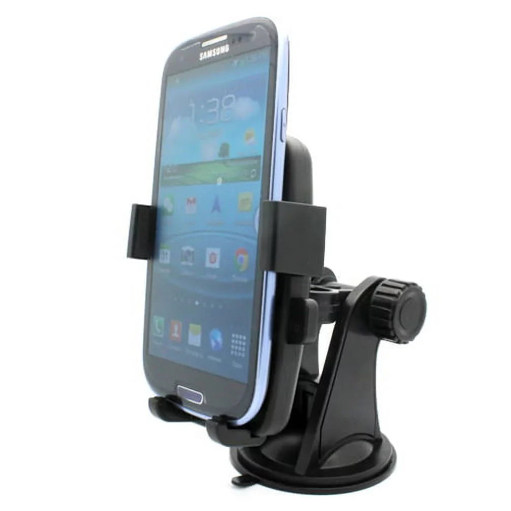 2 Rotating Mega Phone S6 Sport S5 Stand Cradle LTE Glass S906L Dock Mount Holder 2 Galaxy Window Suction Easy Car Active Samsung for Mini Active, (SM-G860P) Windshield On5 Black S4, Note Prevail ALW