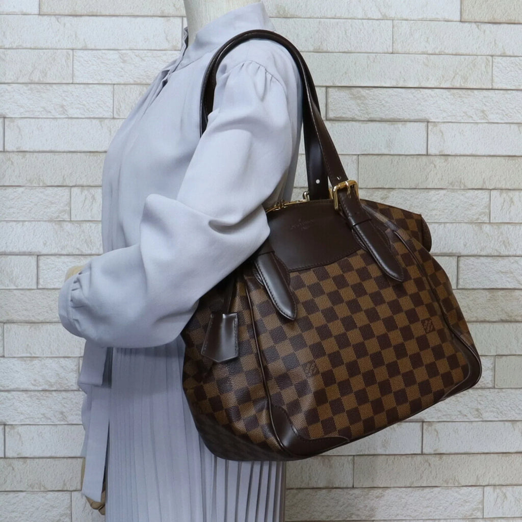 Used LOUIS Canvas Louis Brown VUITTON MM Vuitton Bag Authenticated Damier Verona Shoulder Women's