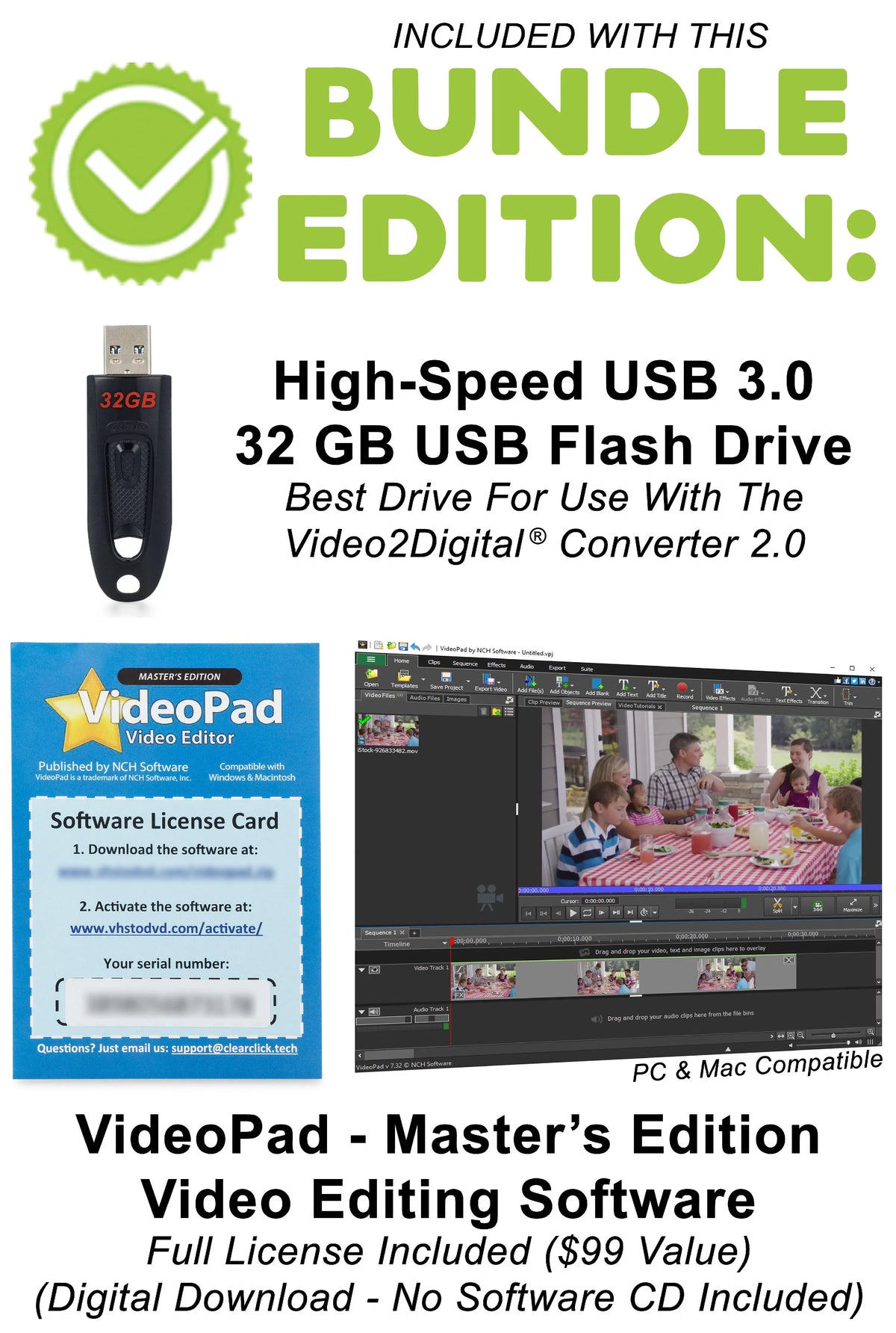 (Second Record DVD, Video Camcorder, Video (Bundle Tapes, - Generation) Systems VHS VCR's, AV, RCA, Edition) Hi8, Converter Gaming from Digital 2.0 to ClearClick