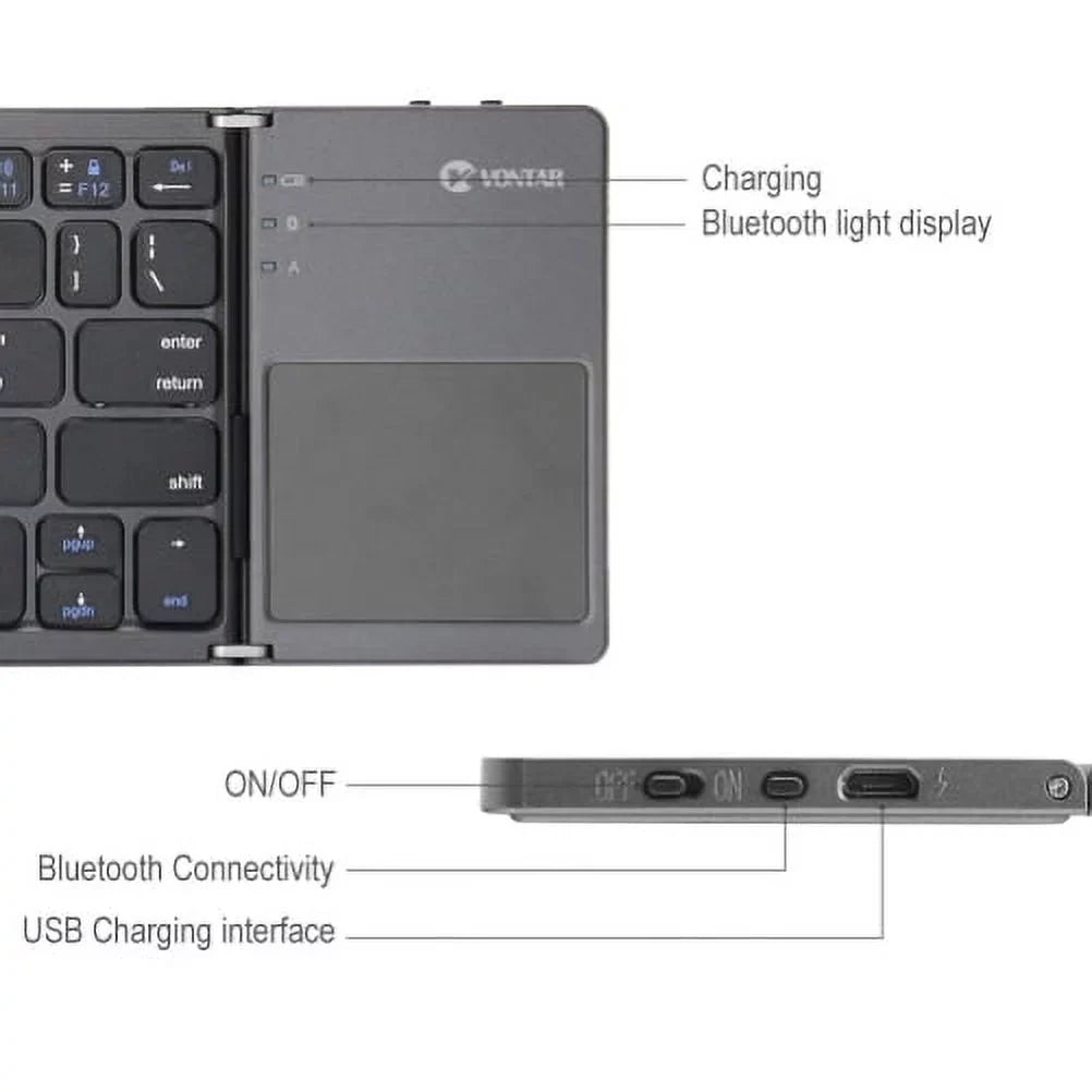 Folding Compact for iPad Pro 2 Rechargeable 3 5Q AR Live - Y1K Phone, Nexus 2 ASUS 4 5z 12.9 9.7 Google Plus V 7 4 Max Wireless Zenfone Pro, M1, (2019) 10.5 Portable Keyboard ROG