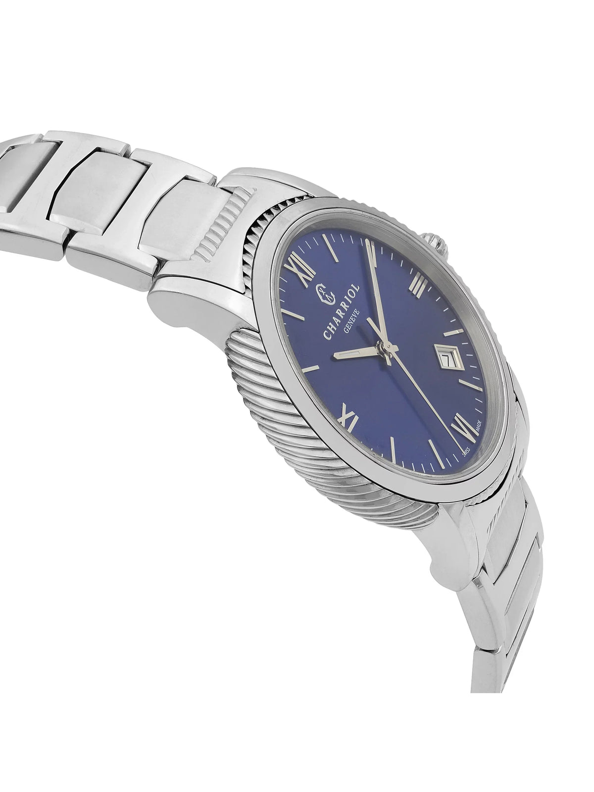 Quartz 40mm Watch P40S2.930.002 Mens Steel Stainless Blue Dial Charriol Parisii