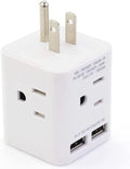 Sockets, Spaced AC Multi Cruise and Office 4 USA Home Cube Wonplug Wall 2 Plug Extender Travel,White Ship 3 Right Outlet Prong Charger Plug Angle for Splitter Adapter Wide Adapter with USB