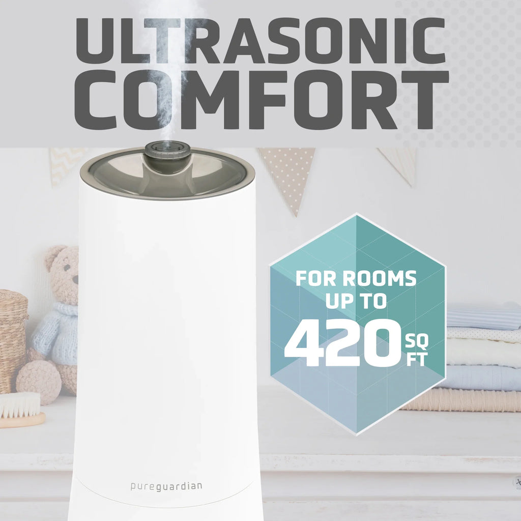 Humidistat, 90-Hour 420 Cool H997W with Sq. Humidifier PureGuardian 1.6 Ultrasonic Mist ft. Gallon