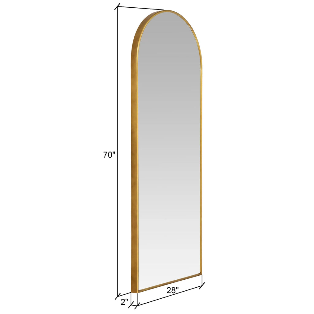 Glam Metal Mirror Arch Modern Gold 70"x28" Floor Nadia