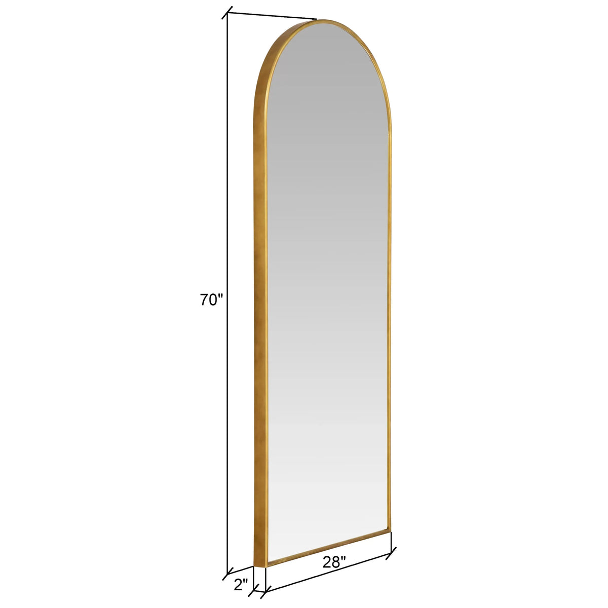 Glam Metal Mirror Arch Modern Gold 70"x28" Floor Nadia