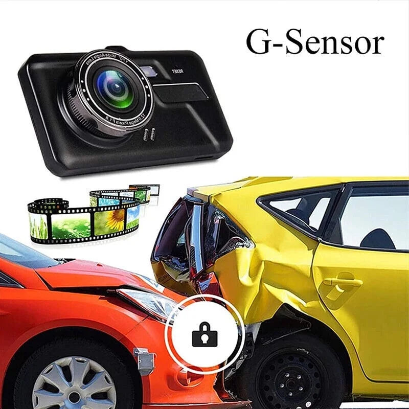 4" and Xhy Car Screen and Video Detection Recorder 1080P Dual Rear Touch Dash HD Front Camera Parking Monitoring Motion G-Sensor, Driving Cam Lens DVR