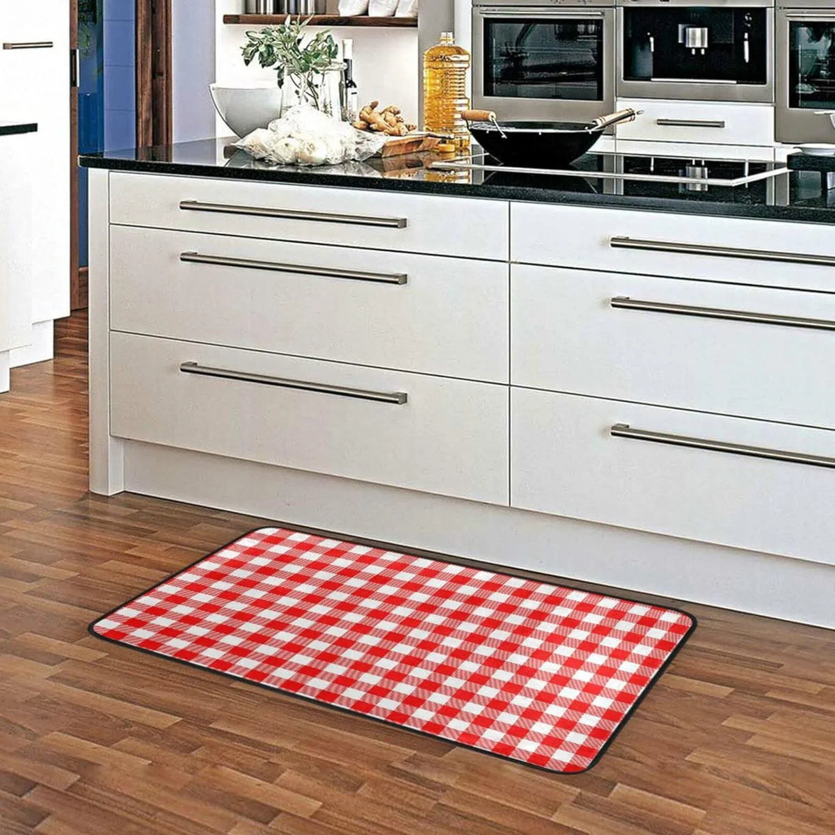 20 Rug Washroom Anti-Fatigue Kitchen Non Kitchen Mat Slip Kitchen Mat Washable 39 Plaid Rug Bestwell Floor and Bedroom White inch x Red Waterproof Sink Comfort for
