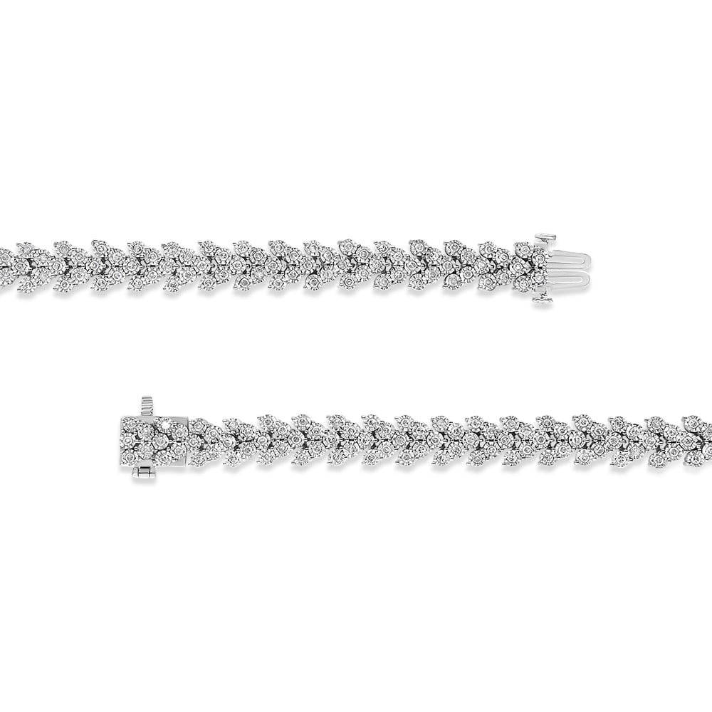 Link clarity) color, Miracle I3 Sterling Silver (I-J Diamond Wreath - Set Cttw Bracelet .925 7.25" Laurel 2.00
