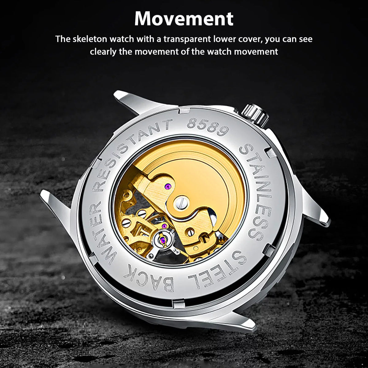 Skeleton Steel Hollow Luxury Men's Stainless Watch Mechanical Business Automatic