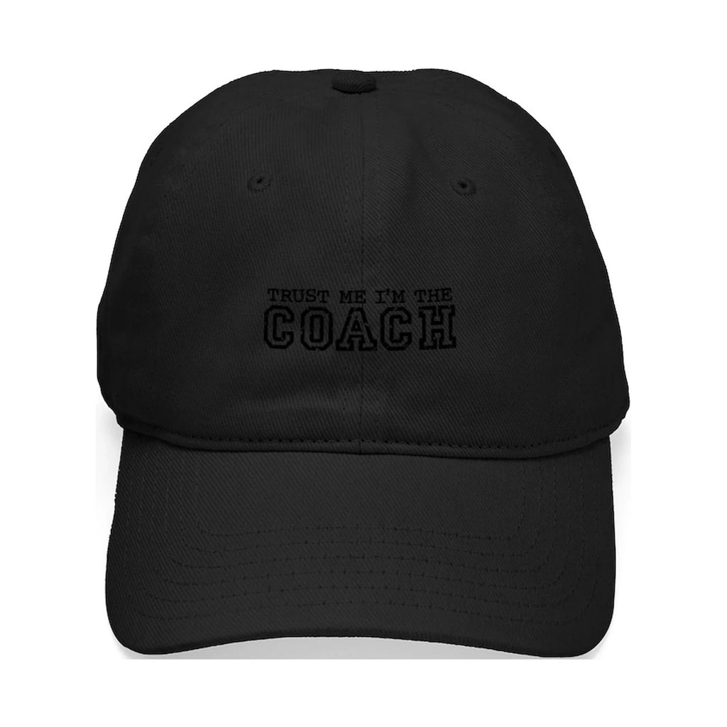 CafePress Black - Black Hat Coach Printed The Cap Trust Me Cotton - Canvas Baseball I'm Adjustable