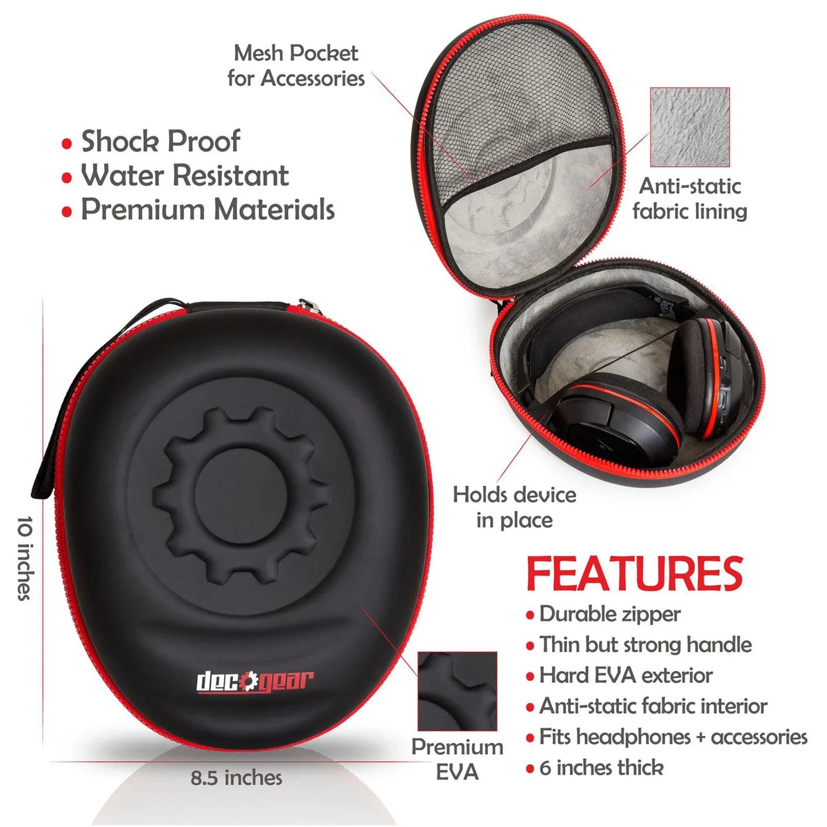 Bundle Headphones (Black) with Deco Gear Noise-Canceling Sony WH-CH710N Wireless Case