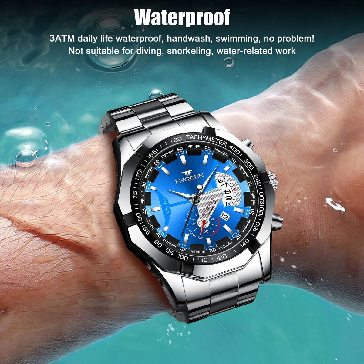 Luxury Men's Analog Quartz Wristwatch Stainless Waterproof Watch Classic Steel