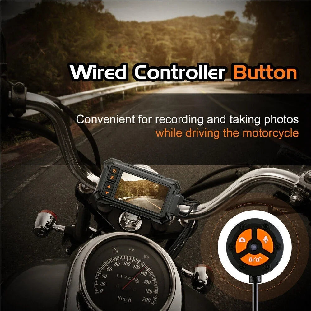 Night GPS Dash Rear 1080P Waterproof Front Vision Camera 3" A12 Motorcycle WIFI