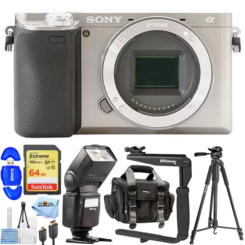 Kit - Mirrorless Alpha Silver) Only Digital Sony Accessory a6400 Camera (Body 10PC