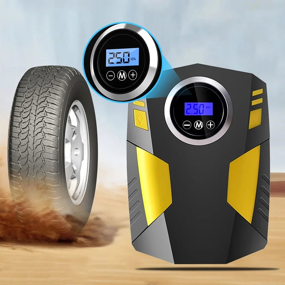 with Pump Inflator Air Car Tire Digital Auto Light LED Compressor 12V for Portable
