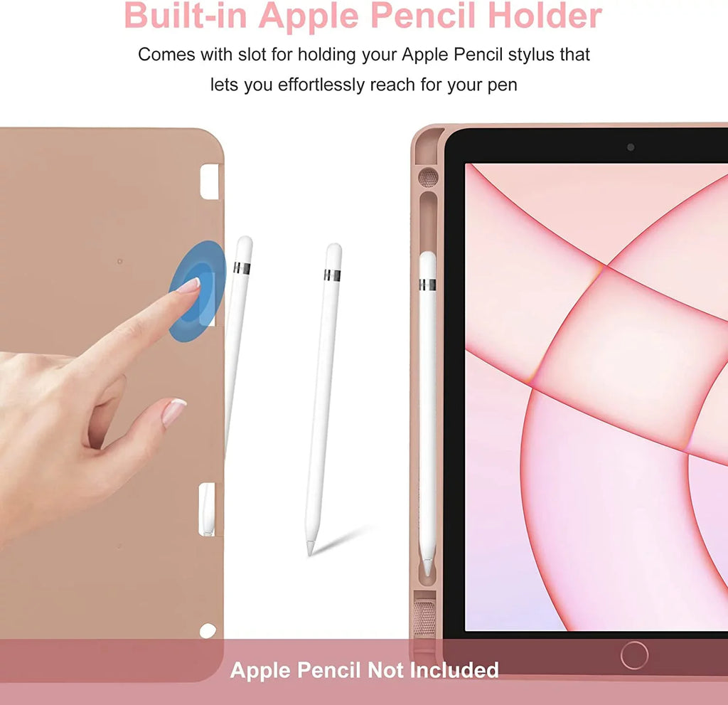 Kvago Keyboard 2022 Bluetooth Apple Built-in Keyboard 5th iPad iPad Case for Holder Pencil Pink Air Gen