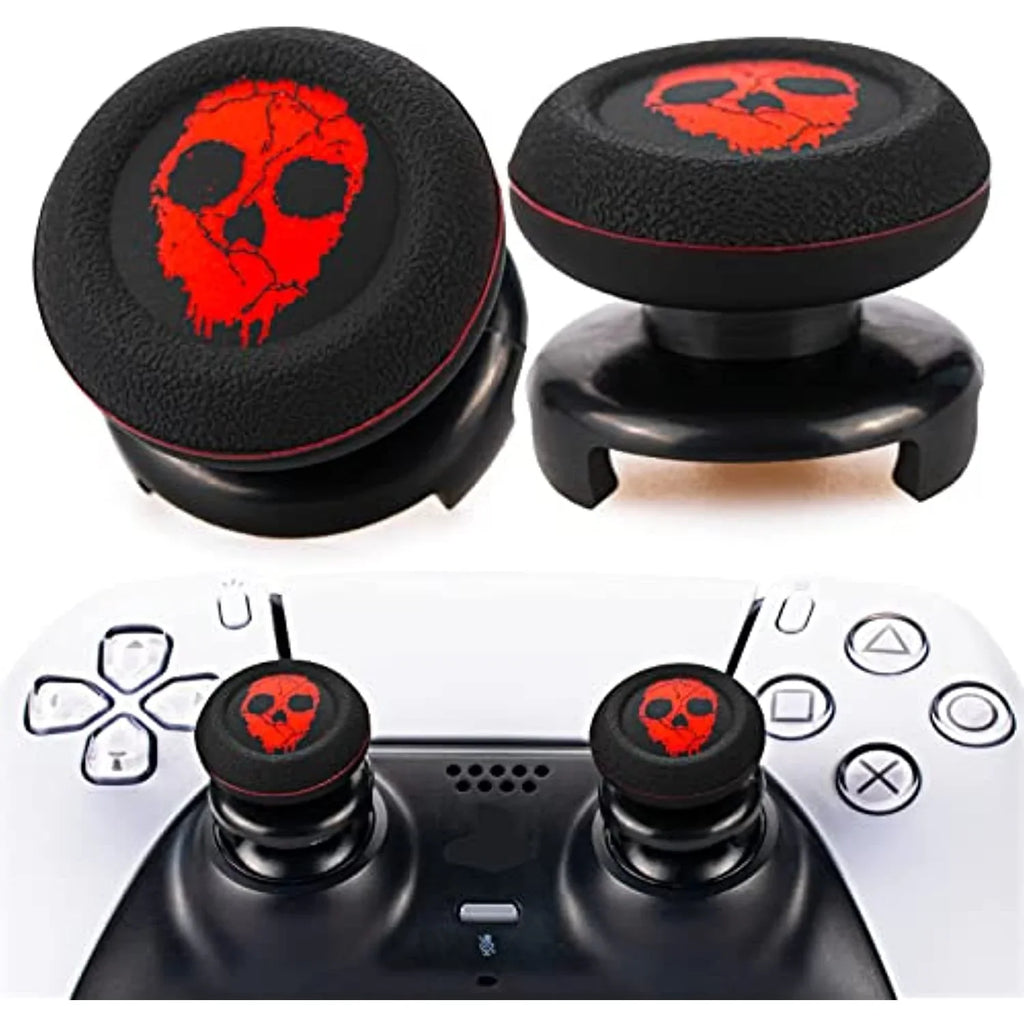 Rubber Silicone Thumbstick 2 Red) Extender Sets PS5 Dualsenese FPS Grip for PS4 Playrealm & Controller (Ghost Printing & Cover