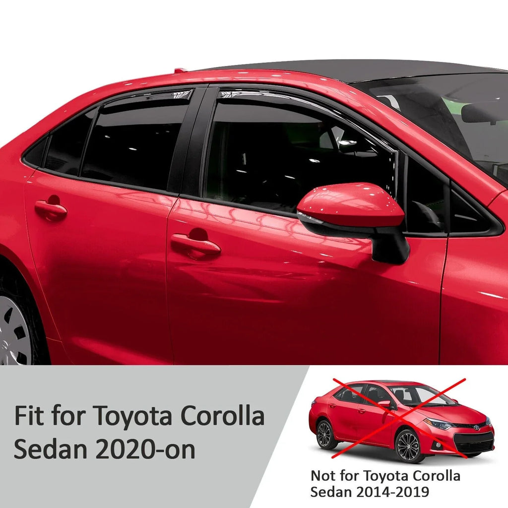 Durable Rain Toyota Guards Sedan, 200521 2020-2024 4 Window Glass Vent Voron Extra Pieces Visors, - Window for Corolla Deflectors, in-Channel