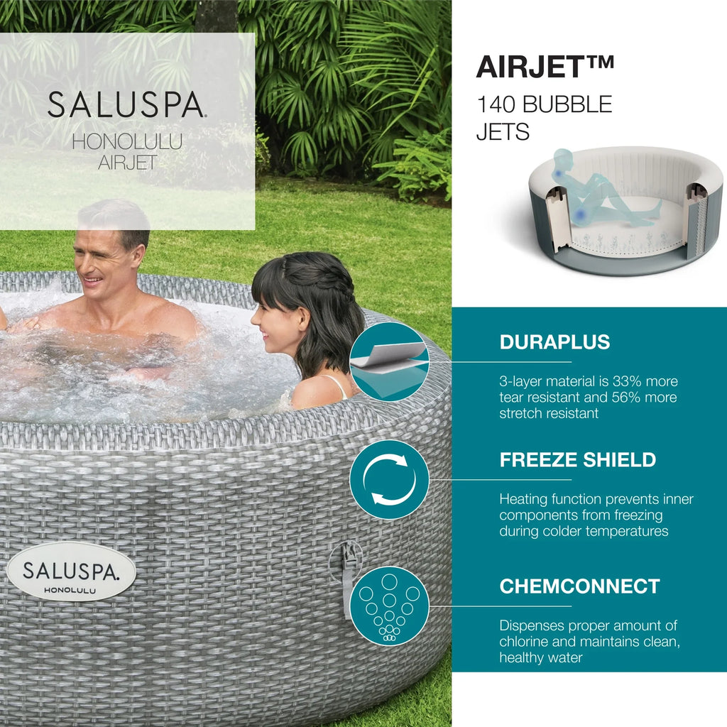 Tub 6 Hot Seat & SaluSpa Honolulu w/6 Bestway Pool/Spa AirJet Pillows