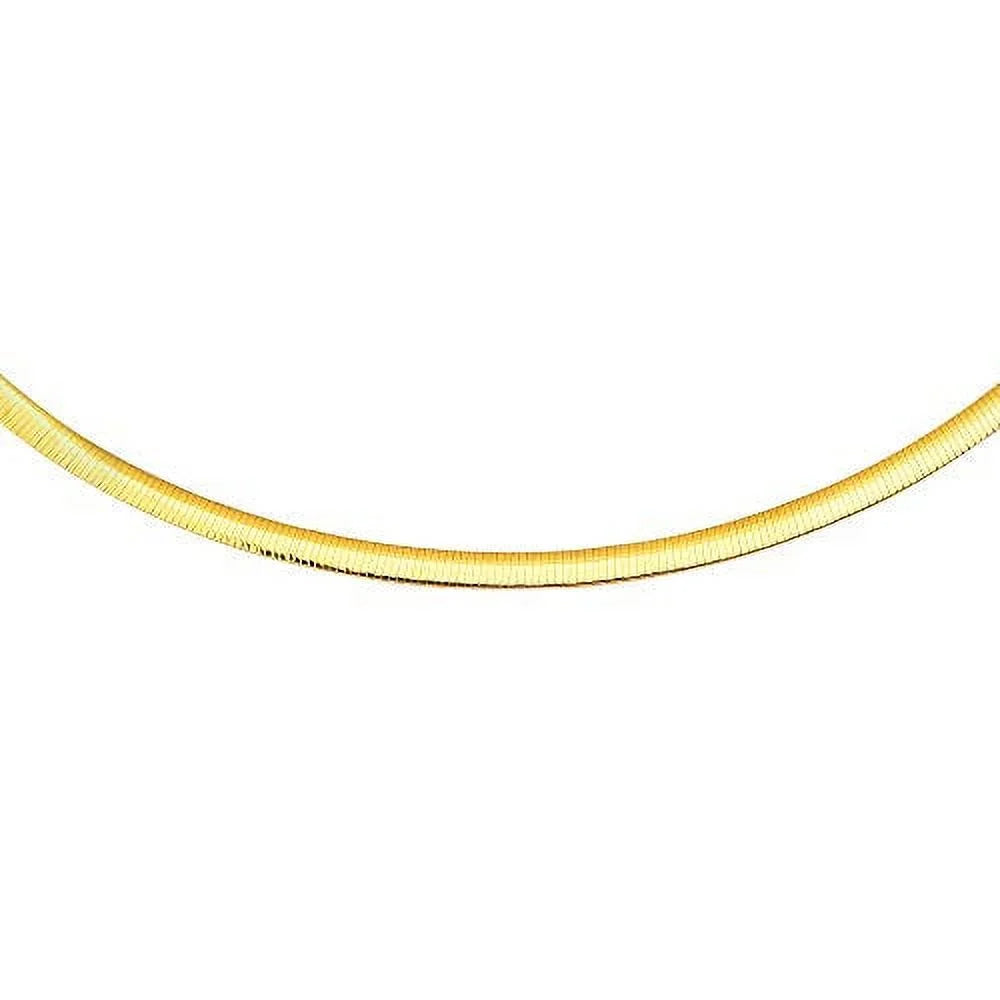 Silver JewelStop 2-Tone 18 14K 4mm Chain Omega And Sterling Domed Yellow Gold Inches Reversible Gold