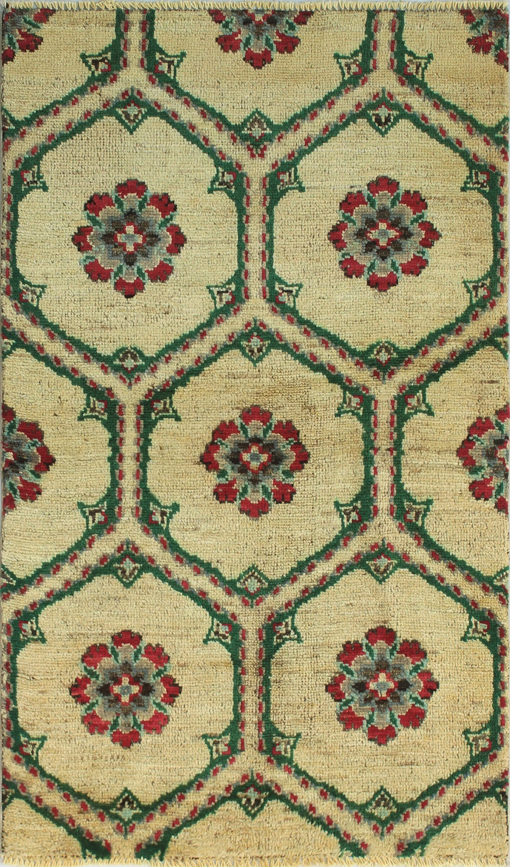 Aria Magdalen 5'1" x 3'0" Ivory/Green Rug,