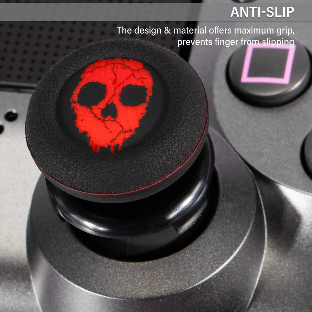 Rubber Silicone Thumbstick 2 Red) Extender Sets PS5 Dualsenese FPS Grip for PS4 Playrealm & Controller (Ghost Printing & Cover