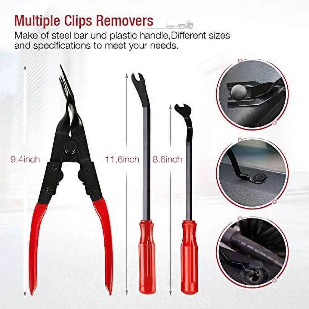 Panel Kit, Trim Clip Kit Fastener Red Automotive Radio BYNIIUR Plastic Remover Kit, Removal Removal Pliers Interior Tool Pcs 88 Car Pry Tool Door Auto Tool, Tool