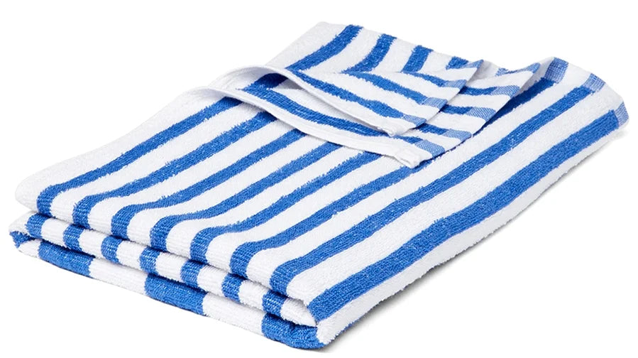 Towels 60" Cotton Striped Spa Spun Beach Blue/White x Poolside Ring Pack 100% 30" Pool 6