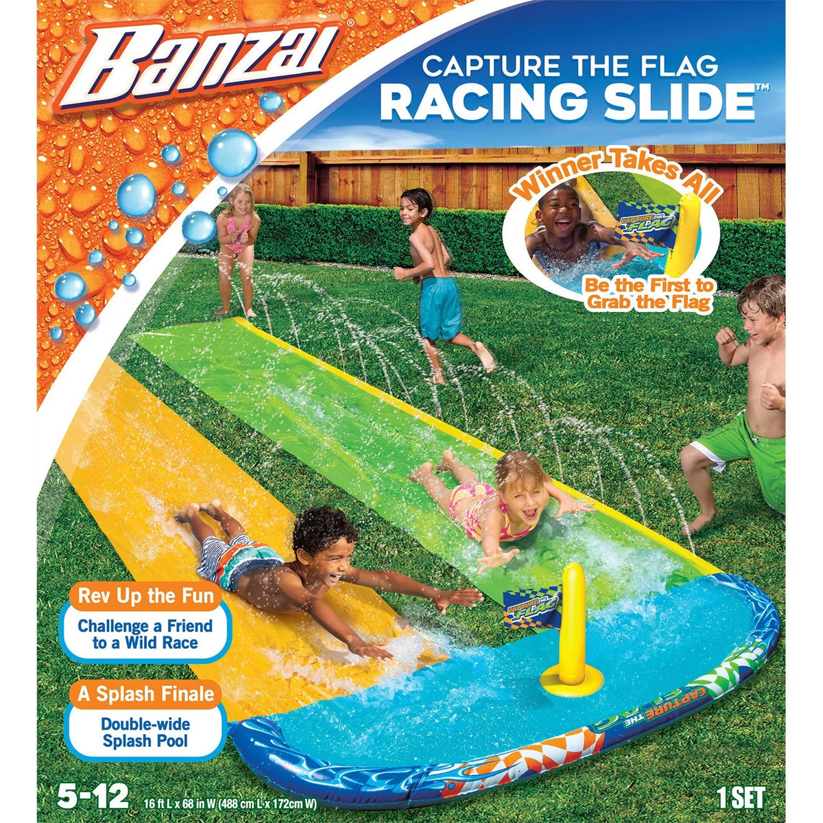 Slide Racing Water Outdoor Water - the Slide Capture Lawn Toy Flag -