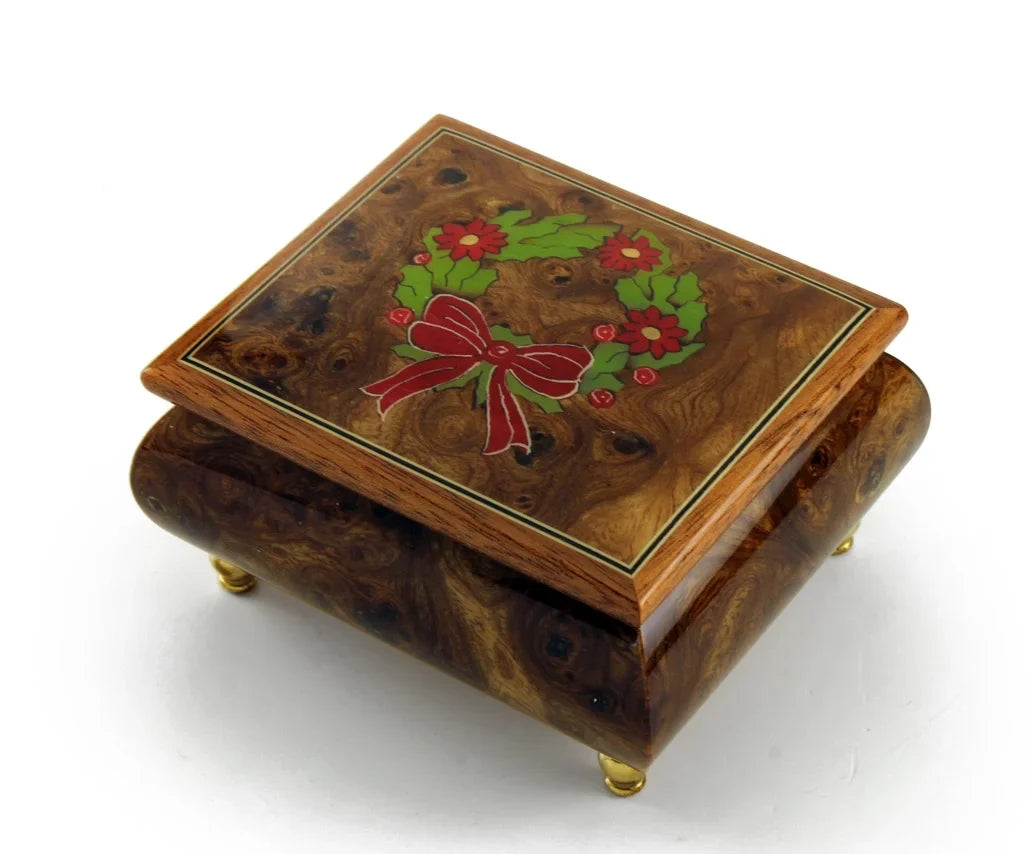 Holy Inlay - 18 with Christmas .0 Note of a Wreath Handcrafted Box Music Sorrento Christmas Theme Wood Night
