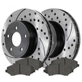 Rotors Town C/V Pads Side Brake Routan Chrysler Grand Black Drilled Driver Passenger Slotted Ram Ceramic Country Kit AutoShack & Journey Dodge FWD and for Caravan VW V6 2008-2016 Front and Replacement