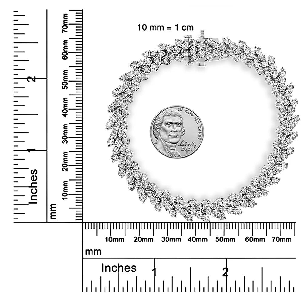 Link clarity) color, Miracle I3 Sterling Silver (I-J Diamond Wreath - Set Cttw Bracelet .925 7.25" Laurel 2.00